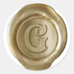 Adesivo Monograma do selo da cera - ouro - Victorian G -