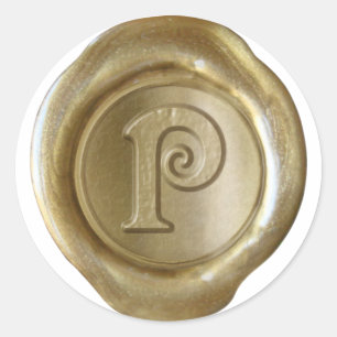 Adesivo Monograma do selo da cera - ouro - Victorian P -