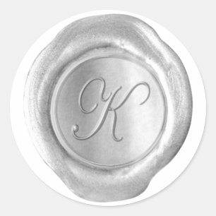 Adesivo Monograma do selo da cera - prata de Juah - K -