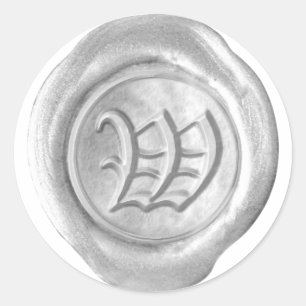 Adesivo Monograma do selo da cera - prata - inglês velho