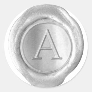 Adesivo Monograma do selo da cera - prata - Serif A -