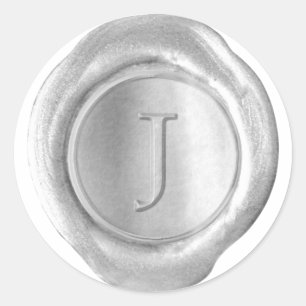 Adesivo Monograma do selo da cera - prata - Serif J -