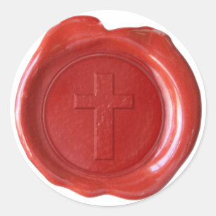 Adesivo Monograma do selo da cera - vermelho - cruz -