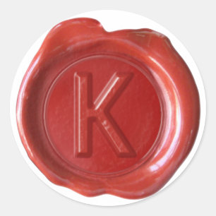 Adesivo Monograma do selo da cera - vermelho - K corajoso