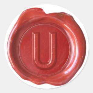Adesivo Monograma do selo da cera - vermelho - U corajoso
