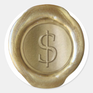 Adesivo Monograma do selo de cera - Dourado - Grau $ -