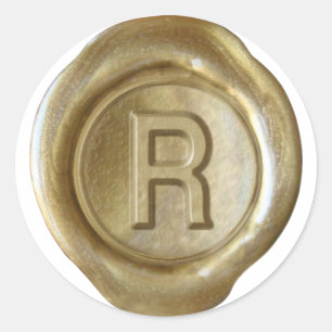 Adesivo Monograma do selo de cera - Dourado - R dourado -