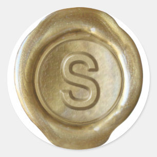 Adesivo Monograma do selo de cera - Dourado - S Negrito -