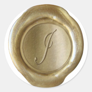 Adesivo Monograma do selo de cera - Dourado - Script J -