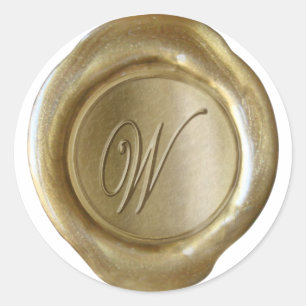 Adesivo Monograma do selo de cera - Dourado - Script W -