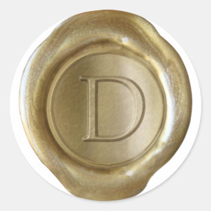 Adesivo Monograma do selo de cera - Dourado - Serif D -