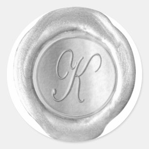 Adesivo Monograma do selo de cera - Prata - Script K -