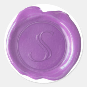 Adesivo Monograma do selo de cera - Roxo - S -