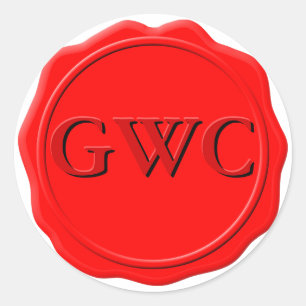 Adesivo Monograma do Selo de Cera Vermelha Faux