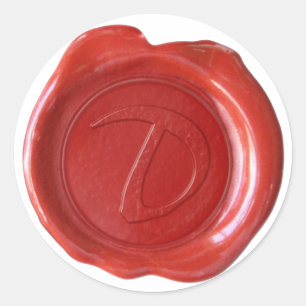 Adesivo Monograma do selo de cera - Vermelho - D - Artísti