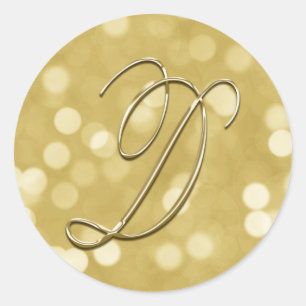 Adesivo Monograma Dourado Bokeh D Envelope Selo