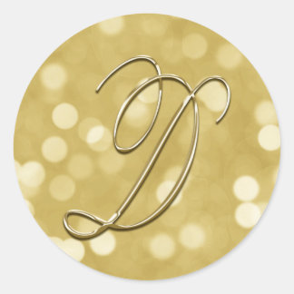 Adesivo Monograma Dourado Bokeh D Envelope Selo
