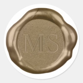 Adesivo Monograma Dourado com selo de cera,