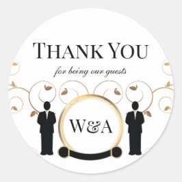 Adesivo Monograma Dourado de Casamento Masculino LGBTQ