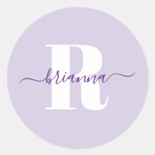 Adesivo Monograma dourado de nome de script púrpura pálido
