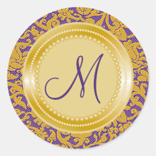 Adesivo Monograma Dourado do casamento do teste padrão