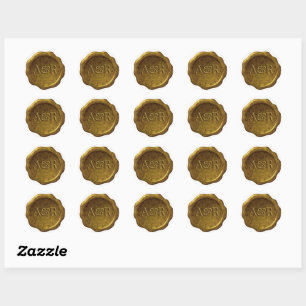 Adesivo Monograma Dourado do selo de cera,