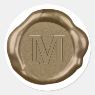Adesivo Monograma Dourado do selo de cera,