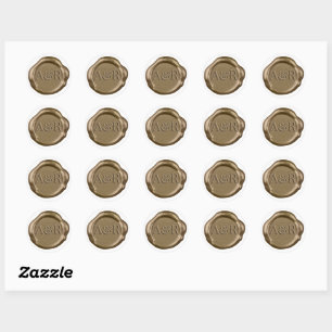 Adesivo Monograma Dourado do selo de cera,