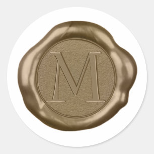 Adesivo Monograma Dourado do selo de cera,