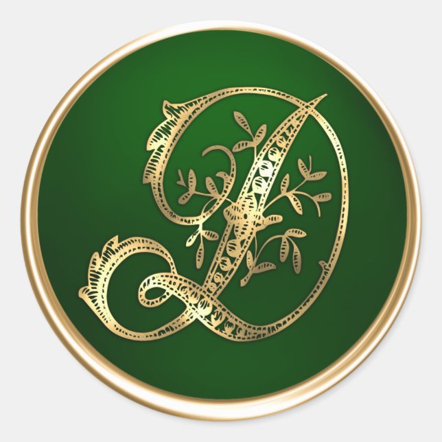 Adesivo Monograma Dourado e Emerald Monograma D Envelope S (Frente)