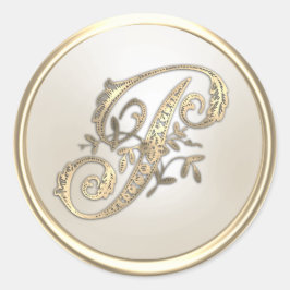 Adesivo Monograma Dourado e Ornamentado de Marfim Inicial 
