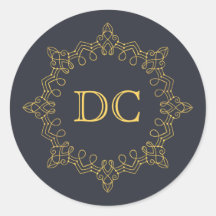 Monograma Dourado Elegante Azul