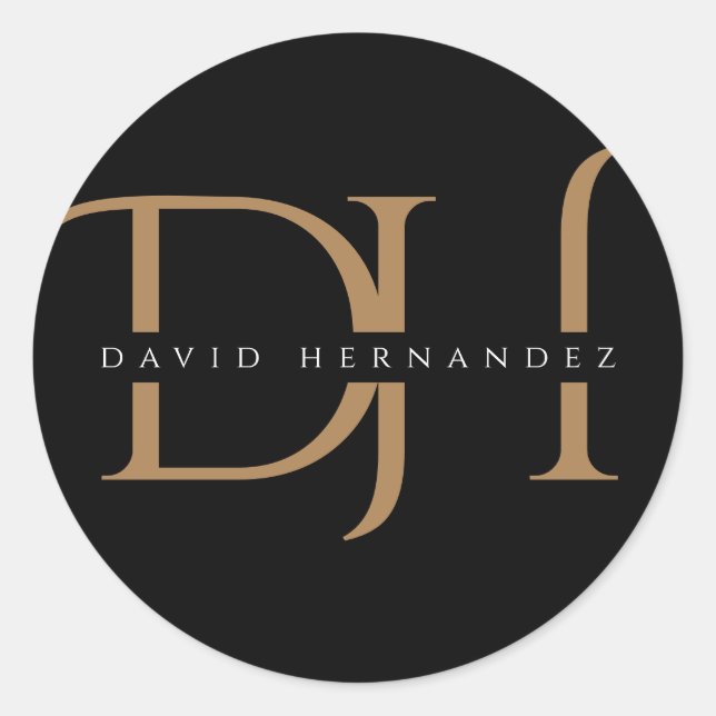 Adesivo Monograma Dourado Elegante Inicializa Personalizad (Frente)