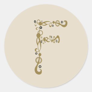 Adesivo Monograma Dourado elegante sofisticado da letra F