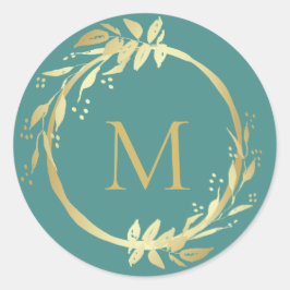 Adesivo Monograma Dourado Feno de Natal Teal Foco Foco