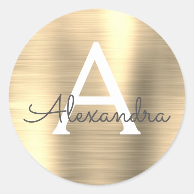 Adesivo Monograma Dourado Girly Metálico Moderno (Frente)