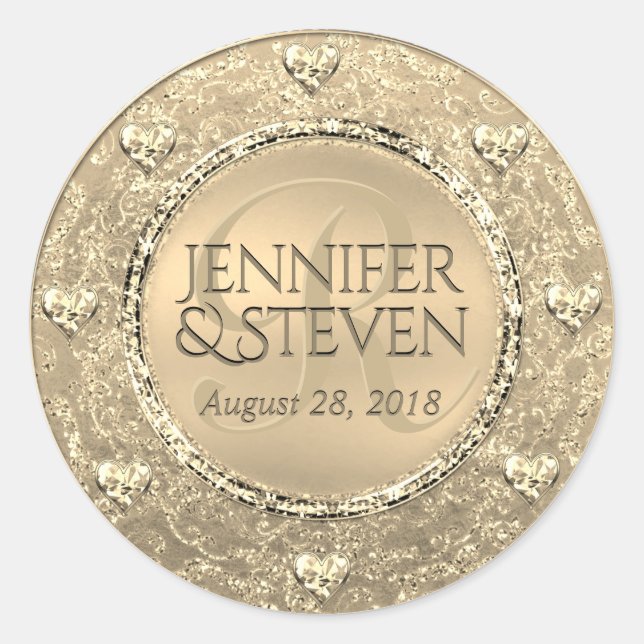 Adesivo Monograma Dourado Glam Royal Seal (Frente)