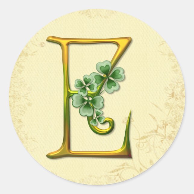 Adesivo Monograma Dourado irlandês E (Frente)