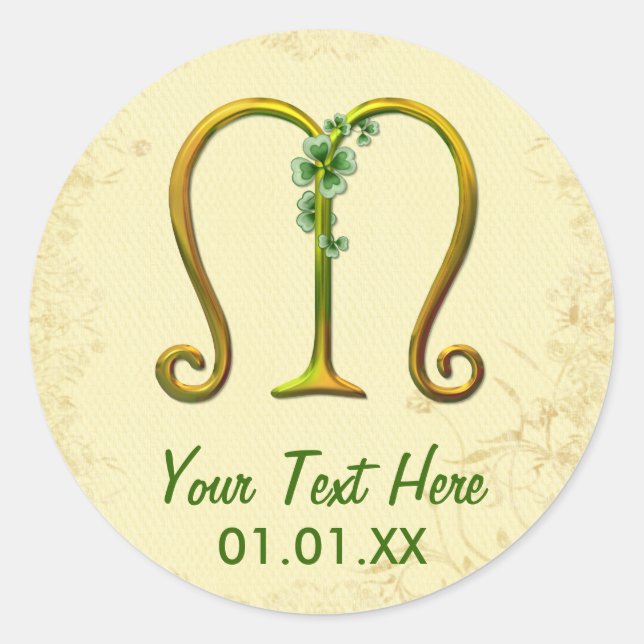 Adesivo Monograma Dourado irlandês M (Frente)