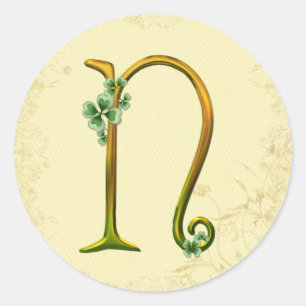 Adesivo Monograma Dourado irlandês N