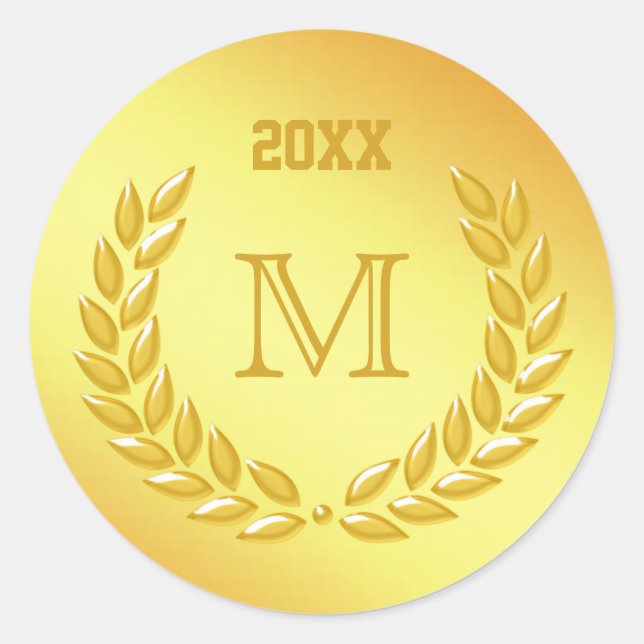 Adesivo Monograma Dourado Laurel Wreath (Frente)