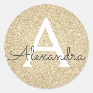 Adesivo Monograma Dourado luxuoso do brilho e da faísca