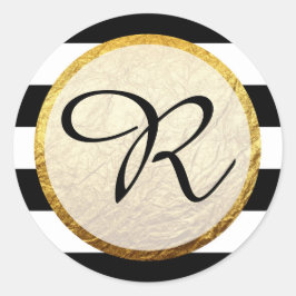 Adesivo Monograma Dourado preto preto-e-branco moderno