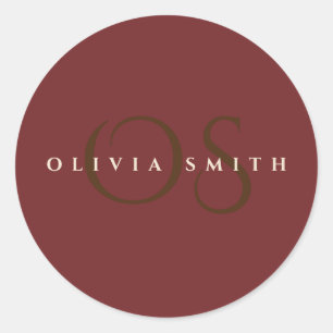 Adesivo Monograma Dourado profissional elegante e burgundy