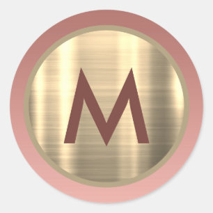 Adesivo Monograma Dourado Rosa Rosa Elegante