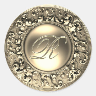 Adesivo Monograma Dourado Selo Personalizado
