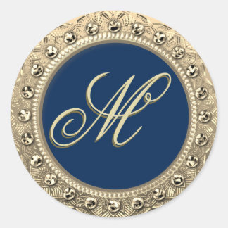Adesivo Monograma Dourado Selo Personalizado