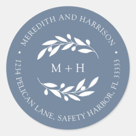 Adesivo Monograma Dusty Blue Wedding Endereço de devolução