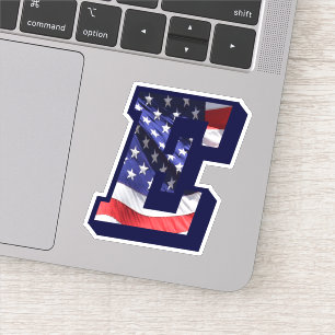 Adesivo Monograma E American Flag E Initial EUA