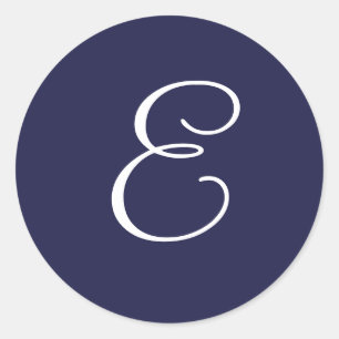 Adesivo Monograma E, branco em azul Marinho,